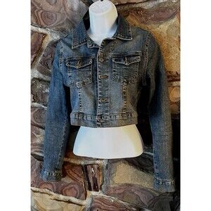 Y2K Denim Jacket Women’s Fitted Stretch Jean Jacket 2000s Vintage M Made in usa